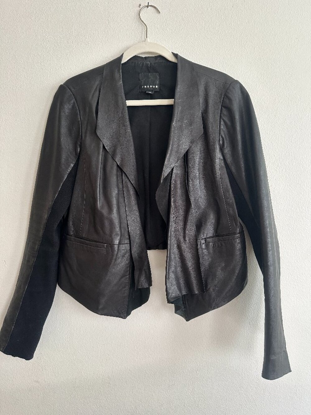 Trouve Draped Lambskin Leather Jacket Women's Size M